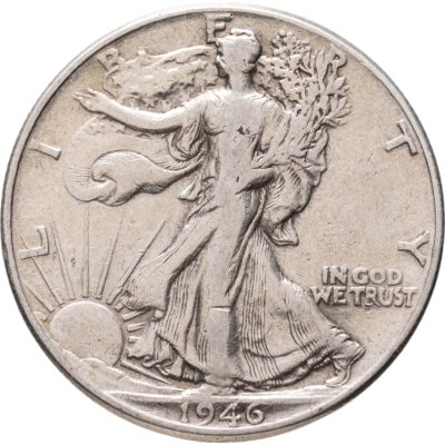 купить США 50 центов (1/2 доллара, half dollar) 1946 Walking Liberty Half Dollar Без отметки монетного двора