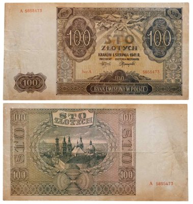 купить Польша 100 злотых 1941 серия A