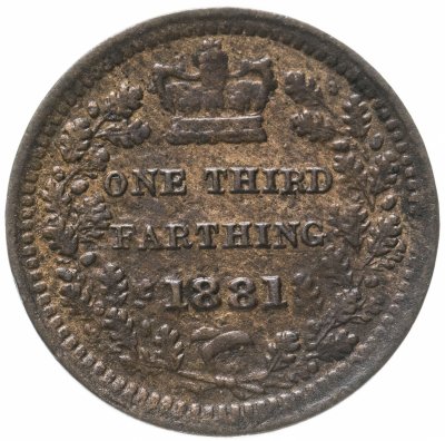 купить Великобритания 1/3 фартинга (farthing) 1881