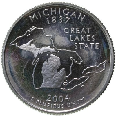 купить США 25 центов (квотер, 1/4 доллара, quarter dollar) 2004 S "Квотер штата Мичиган"