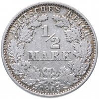 купить Германия 1/2 марки (mark) 1905 A знак монетного двора: "A" - Берлин