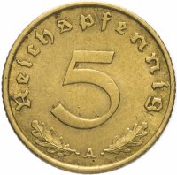 купить Германия (Третий Рейх) 5 рейхспфеннигов 1939 "А"