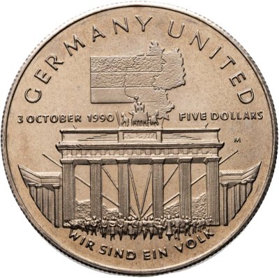 купить Маршалловы Острова 5 долларов (dollars) 1990 "Объединение Германии"