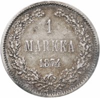 купить 1 марка (markka) 1874 S, монета для Финляндии