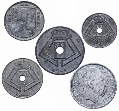 купить Бельгия набор из 5 монет 1941-1945