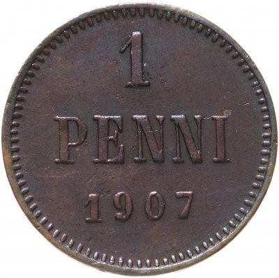 купить 1 пенни (penny) 1907, монета для Финляндии