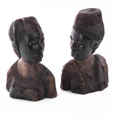 купить Парные бюсты "Зулусы", палисандр, резьба, тонировка, Африка, 1960-1970 гг.