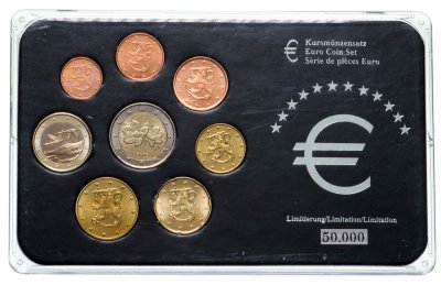 купить Финляндия набор из 8 монет евро 2000-2005, в футляре