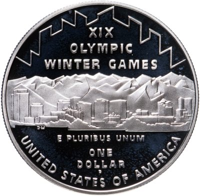 купить США 1 доллар (dollar) 2002 "XIX зимние Олимпийские Игры, Солт-Лейк-Сити 2002" (в коробке с сертификатом)
