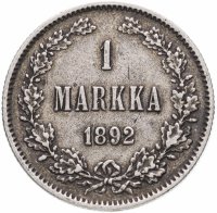 Купить 1 марка (markka) 1892 L, монета для Финляндии