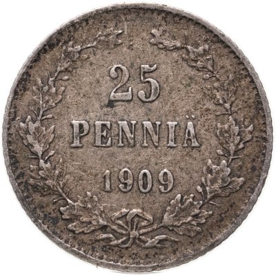 купить 25 пенни 1909 L, монета для Финляндии