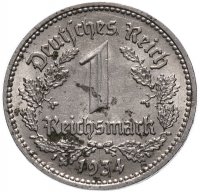 купить Германия (Третий рейх) 1 рейхсмарка (reichsmark) 1934 D