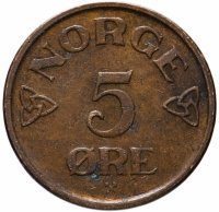 Купить Норвегия 5 эре (ore) 1952-1957, случайная дата
