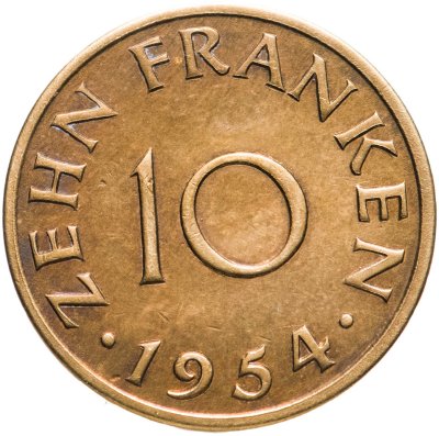 купить Саар 10 франков (francs) 1954