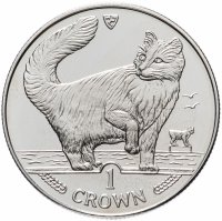 купить Остров Мэн 1 крона (crown) 1991 "Кошки - Норвежская лесная кошка"