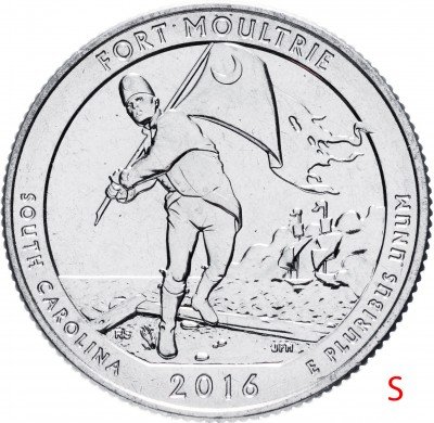 купить США 1/4 доллара (25 центов, квотер) 2016 S — "Форт Молтри" (35-й парк)