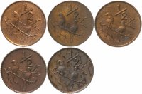 купить ЮАР набор из 5 монет 1/2 цента (cent) 1970-1978