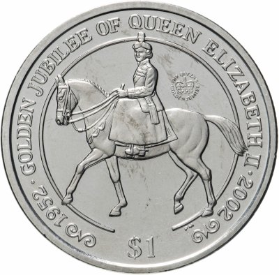 купить Британские Виргинские острова 1 доллар (dollar) 2002 50 лет правления Королевы Елизаветы II Елизавета на лошади