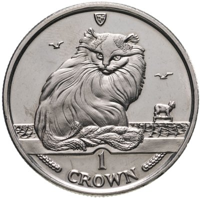 купить Остров Мэн 1 крона (crown) 1995 "Кошки - Турецкая ангора"