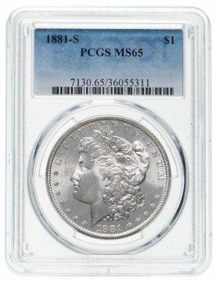 купить США 1 доллар (dollar) 1881 S, в слабе PCGC MS65