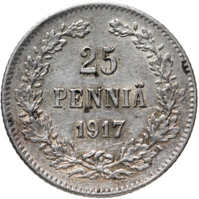 купить 25 пенни 1917 S гербовый орел с коронами, монета для Финляндии