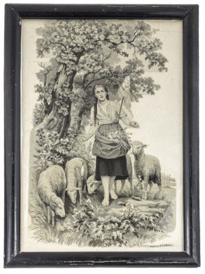 купить Шелкография "Жанна Д` Арк" по картине F. Lematte, шелк, рама, Западная Европа 1940-1970 гг.