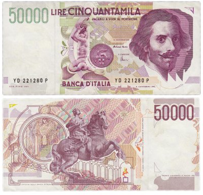 купить Италия 50000 лир 1992 (Pick 116с)