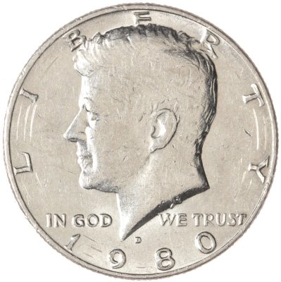 купить США 50 центов (1/2 доллара, half dollar) 1980 D Kennedy Half Dollar (Кеннеди) знак монетного двора "D"