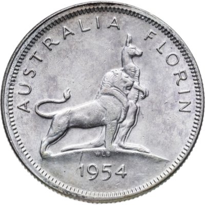 купить Австралия 1 флорин (2 шиллинга, florin) 1954 "Визит королевы Елизаветы II в Австралию"