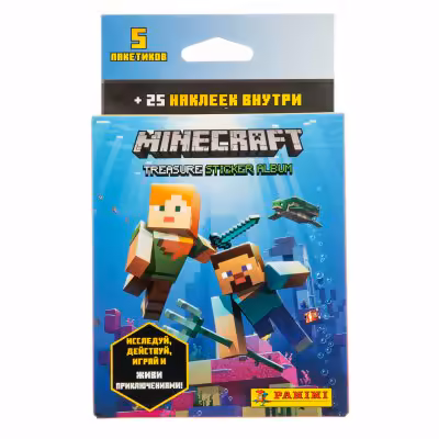купить Набор коллекционных наклеек серии "MINECRAFT", 5 пакетиков, 25 наклеек, Panini, Италия