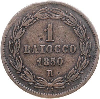купить Папская область 1 байокко (baiocco) 1850