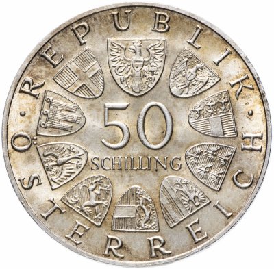 купить Австрия 50 шиллингов (shillings) 1968 "50 лет Республике"