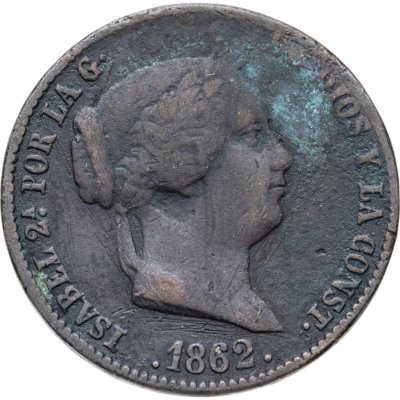 купить Испания 25 сентимо (centimos) 1862