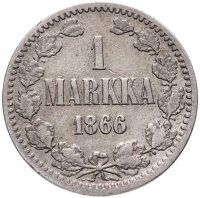 купить 1 марка (markka) 1866 S, монета для Финляндии
