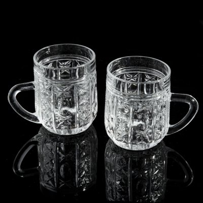 купить Набор из 2 кружек с рельефным декором, стекло, СССР, 1970-1990 гг.
