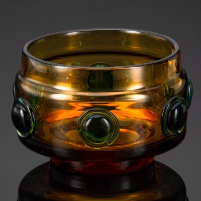 купить Ваза (фруктовница) необычной формы Prachen , дизайн Josef Hospodka, стекло, гутная техника, налепы, Bohemia Crystalite, Чехословакия, 1969-1970 гг.