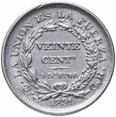 купить Боливия 20 сентаво (centavos) 1891 PTS CB