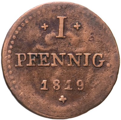 купить Германия, Гессен-Дармштадт 1 пфенниг 1819 GH-SM