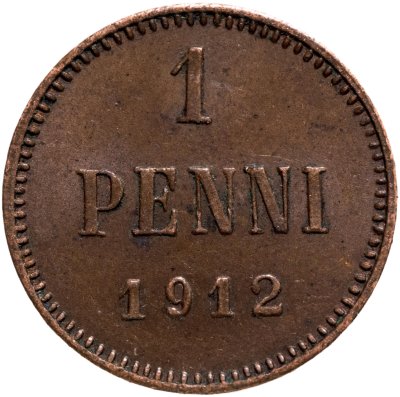 купить 1 пенни 1912, монета для Финляндии