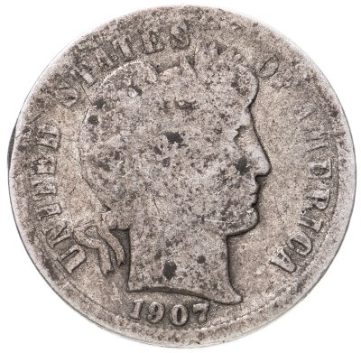 купить США 10 центов (дайм, one dime) 1907 Barber Dime Без отметки монетного двора