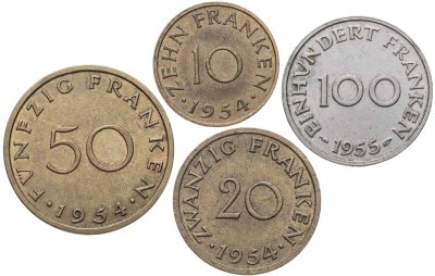 купить Саарленд. Набор №1 (4 монеты) 1954-1955