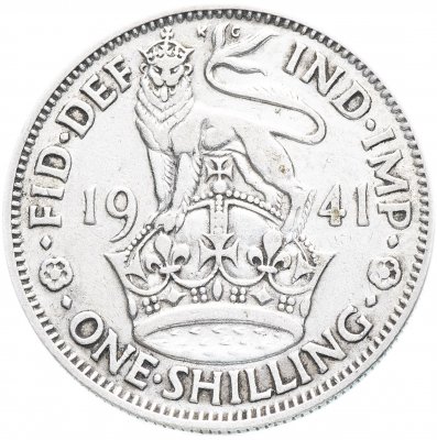 купить Великобритания 1 шиллинг (shilling) 1941 Английский шиллинг - лев, стоящий на короне