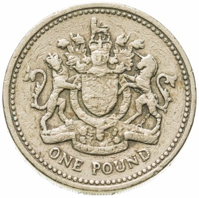 купить Великобритания 1 фунт (pound) 1983 Герб (молодая королева)