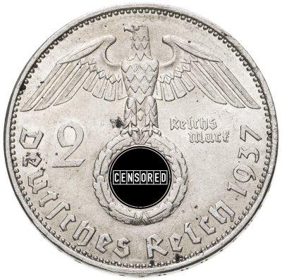 купить Германия, Третий Рейх 2 рейхсмарки (reichsmark) 1937 знак монетного двора "А" - Берлин
