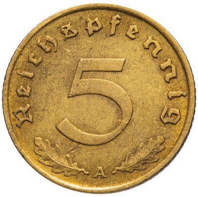 купить Германия (Третий Рейх) 5 рейхспфеннигов 1939"А"