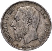 Купить Бельгия 5 франков (francs) 1869