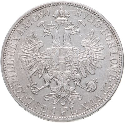 купить Австрия 1 флорин (florin) 1860 Знак монетного двора "A" - Вена