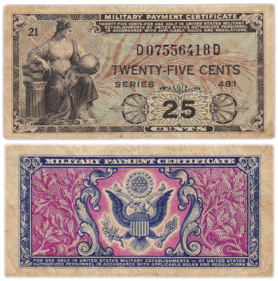 купить США 25 центов 1951-1954 (Pick M24) Военный сертификат