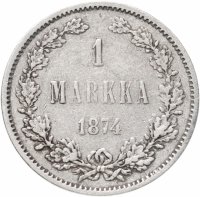 купить 1 марка (markka) 1874 S, монета для Финляндии