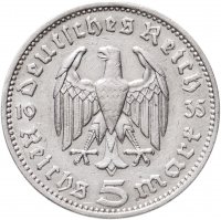 купить Германия 5 рейхсмарок (reichsmark) 1935 Гинденбург Третий рейх
